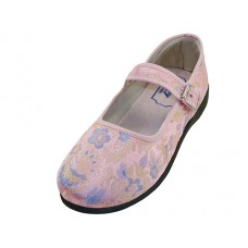 T2-112L-P - Wholesale Women's "EasyUSA" Satin Brocade Upper Mary Jane Shoes ( *Pink Color )